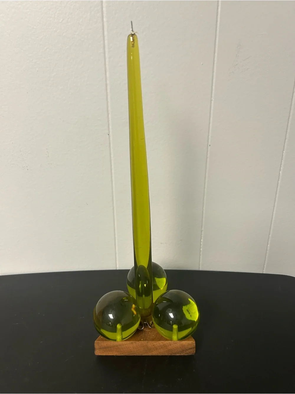 Vintage Lucite Candle MCM 1960 1970 Tall Taper green